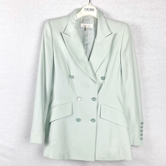 Vintage Escada Wool Silk Mohair Double Breasted Blazer - Picture 1 of 9